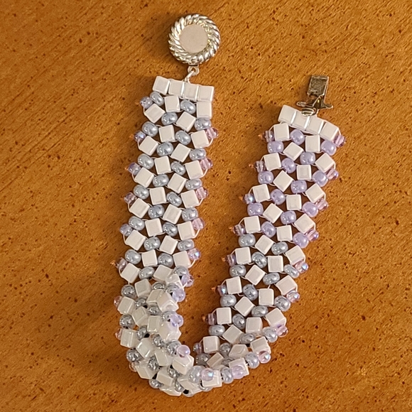 Seed bead woven Wedding Bracelet - Picture 3 of 5